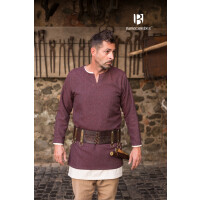 Wikinger Fischgrät Tunika Tyr Bordeaux/Grau XXXL