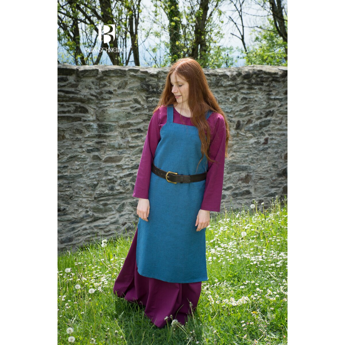 Robe viking type robe à bretelles Frida coton bleu...