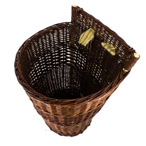 wicker basket with linen straps