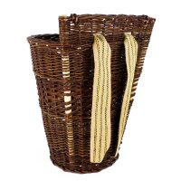 wicker basket with linen straps