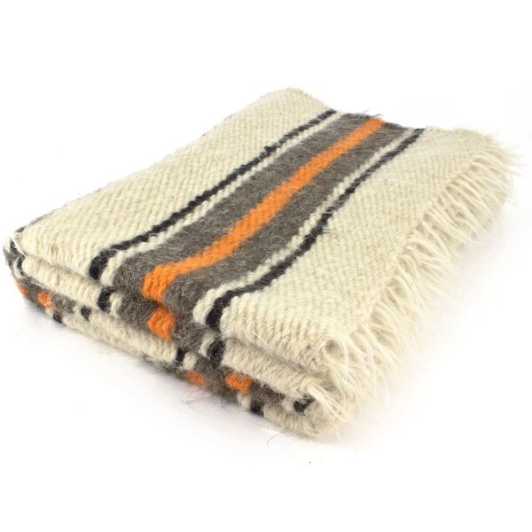 Handwoven blanket with orange stripe 140 x 220 cm