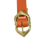 Medieval leather belt 15mm with brass buckle brown