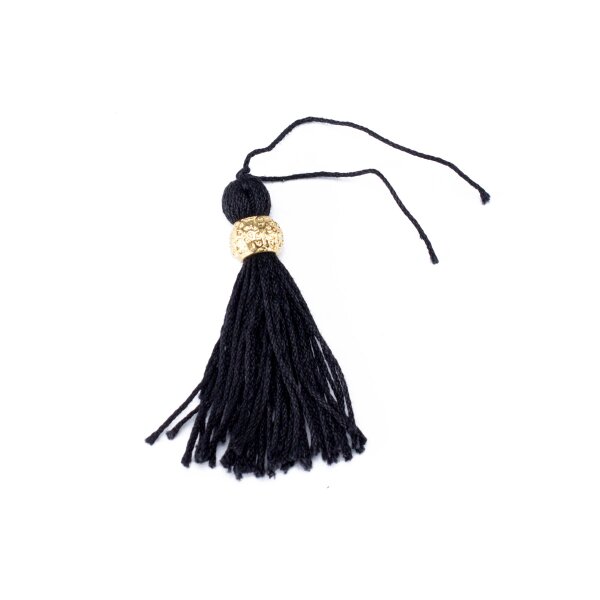 tassel black with decorative golden colored pearl