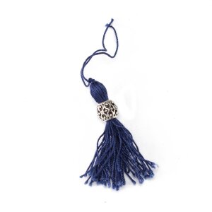 tassel dark blue with decorative silver colored pearl III