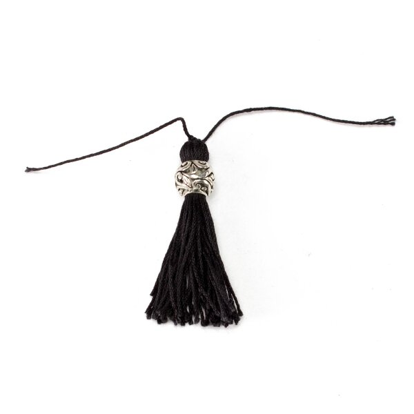 tassel black with decorative silver colored pearl II