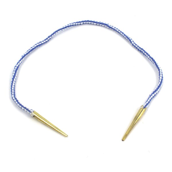 Laces with brass aglets blue-white handmade