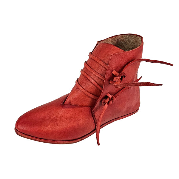 Mittelalter Schuhe Typ London einfach genagelte Sohle Korduan-Rot Gr. 26