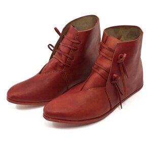 Mittelalter Schuhe Typ London einfach genagelte Sohle Korduan-Rot Gr. 26