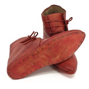 Mittelalter Schuhe Typ London einfach genagelte Sohle Korduan-Rot Gr. 37