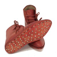 Half boots laced with hobnailed soles korduan red size 38
