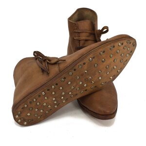 Mittelalter Schuhe Typ London genagelte Doppelsohle Braun Gr. 41
