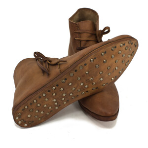 Mittelalter Schuhe Typ London genagelte Doppelsohle Braun Gr. 44