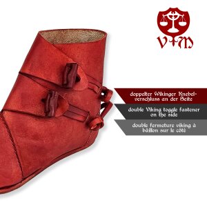 Viking shoes type Jorvik with single nailed sole Korduan red