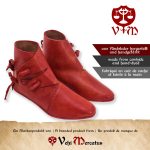 Wikinger Schuhe Typ Jorvik mit einfach genagelter Sohle Korduan-Rot Gr. 36