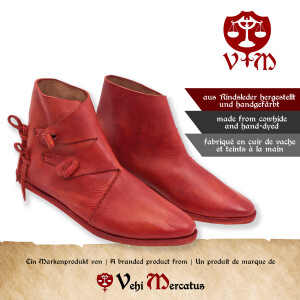 Wikinger Schuhe Typ Jorvik mit genagelter Doppelsohle Korduan-Rot Gr. 37