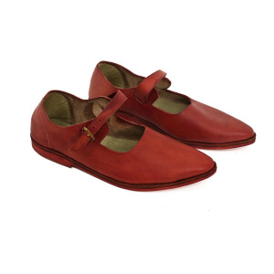 Spätmittelalter Riemchenschuhe Korduan Rot Gr. 39