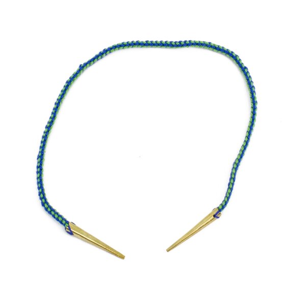 Cord blue/green with brass aglets handmade