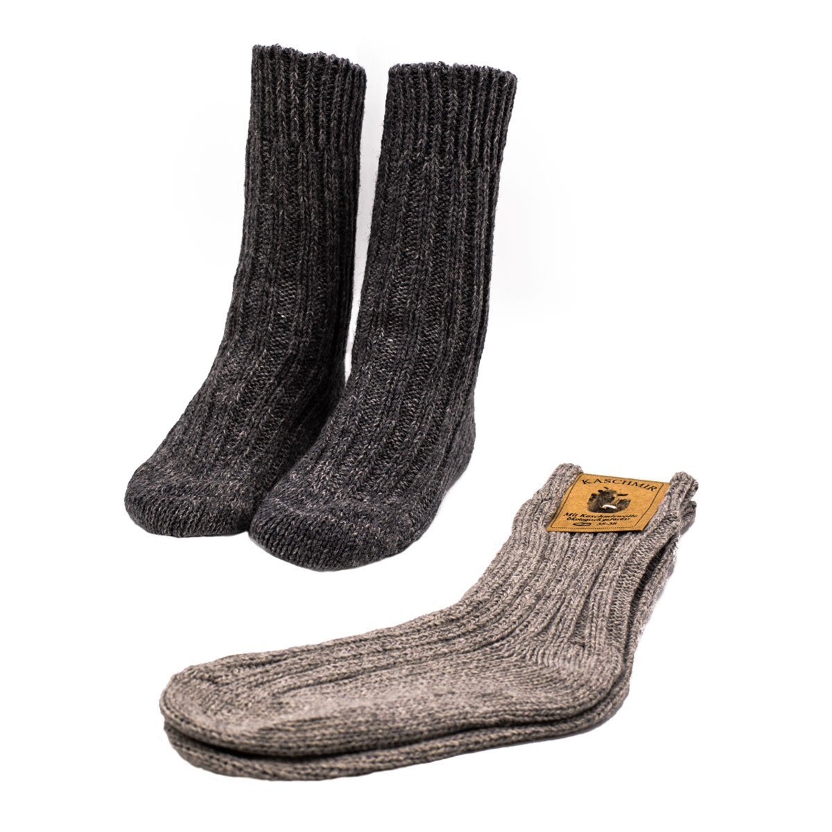 2 Paar dicke Wollsocken oder Stricksocken ökologisch gefärbt Grau, 15,00 €