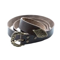 Viking belt made of leather with belt end fitting L 160cm W 3cm