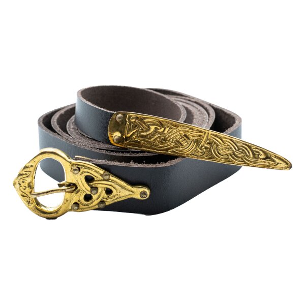 Viking leather belt L170cm W 2.7cm with belt end fitting