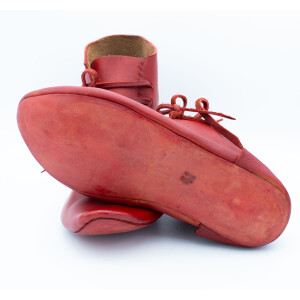 Wendegenähte Mittelalter-Schuhe geschnürt aus pflanzlich gegerbtem Rindsleder rot 37