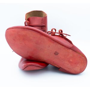 Reversible medieval shoes laced vegetable tanned cowhide red 40