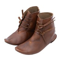Reversible medieval shoes laced vegetable tanned cowhide brown 36