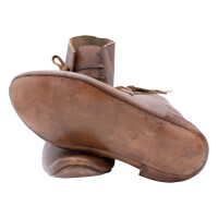 Wendegenähte Mittelalter-Schuhe geschnürt aus pflanzlich gegerbtem Rindsleder braun 47