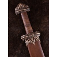 Viking sword type Insel Eigg with leather handle 9th century decoration incl. scabbard