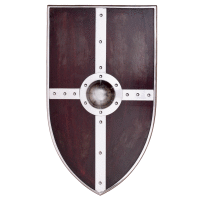 Wappenschild aus Holz mit Stahlbeschl&auml;gen