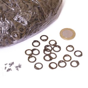1kg loose flat chainmail rings to rivet, incl. round rivet heads, Ø8mm, 1,5mm wide, steel