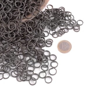 1kg loose round chainmail rings, unriveted, Ø 8mm, 1,6mm wide, burnished steel