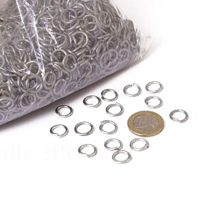 1kg loose round chainmail rings, unriveted, &Oslash; 8mm, 1,6mm wide, galvanized steel