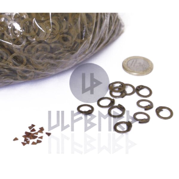 1kg loose chainmail rings to rivet, incl. triangular rivets, &Oslash; 8mm, 1,8mm wide, steel