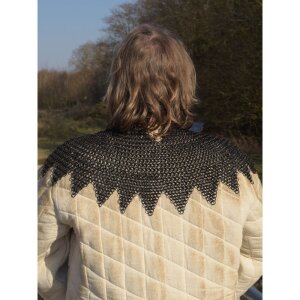 chainmail collar with leather straps, unriveted round...