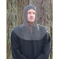 Chainmail coif, flat ring with wedge rivets, Ø 8mm, 1.8mm wide, steel
