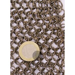 Chainmail coif with triangular mouth guard, round rings with round rivets, &Oslash; 8mm, 1.4mm wide, steel