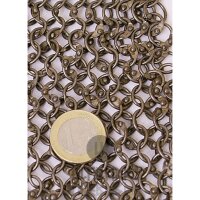 Chainmail coif with square face mask, round rings with round rivets, &Oslash; 8mm, 1.4mm wide, steel
