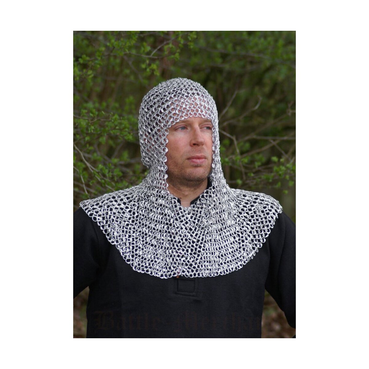 Chainmail coif, riveted round rings, Ø 9.5 mm, 1.8...