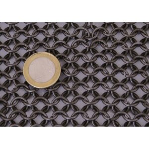 Kettenhaube mit quadratischem Mundschutz, unvernietete Rundringe, Ø 8mm, 1,6mm breit, Federstahl