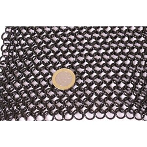 chainmail coif with square faceplate, unriveted round rings, Ø 8mm, 1.6mm wide, burnished steel