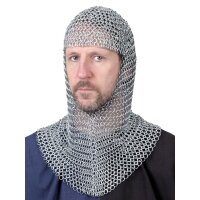 Chainmail coif, unriveted round rings, Ø 9mm, 1.6mm wide, galvanized steel