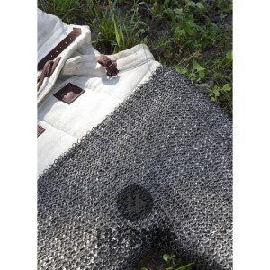 1 pair of chainmail sleeves, riveted flat rings and punched flat rings, Ø 6 mm, 1.0 mm wide, steel M