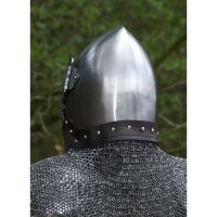 Chainmail aventail for helmets, punched and wedge riveted flat rings, Ø 8mm, steel