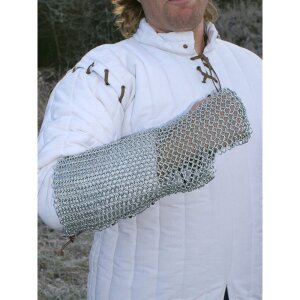 Chain mail arm protection with leather lacing, galvanized...