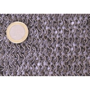 Kettenhemd Hauberk, vernietete Flachringe und gestanzte Flachringe, Ø 6 mm, 1,0mm breit, Stahl