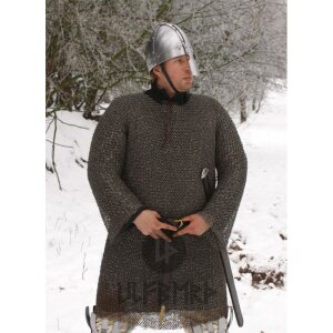 Chainmail shirt Hauberk, riveted flat rings and punched flat rings, &Oslash; 8mm, 1,8mm wide, steel
