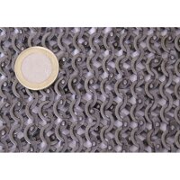 Kettenhemd Hauberk, vernietete Flachringe und gestanzte Flachringe, Ø 8mm, 1,8mm breit, Stahl