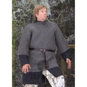 Chainmail shirt Haubergeon, flat ring mixed with wedge rivets, &Oslash; 8mm, 1,8mm wide, steel