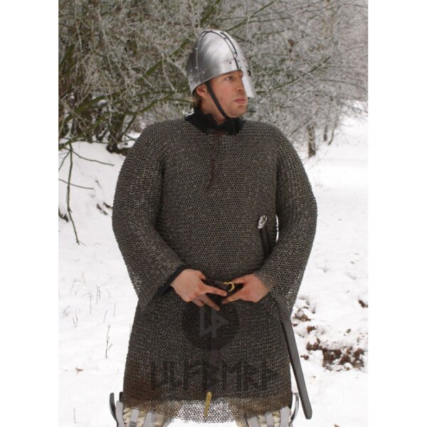 chainmail shirt Hauberk, unriveted round rings, Ø 8mm, 1,6mm wide, burnished steel